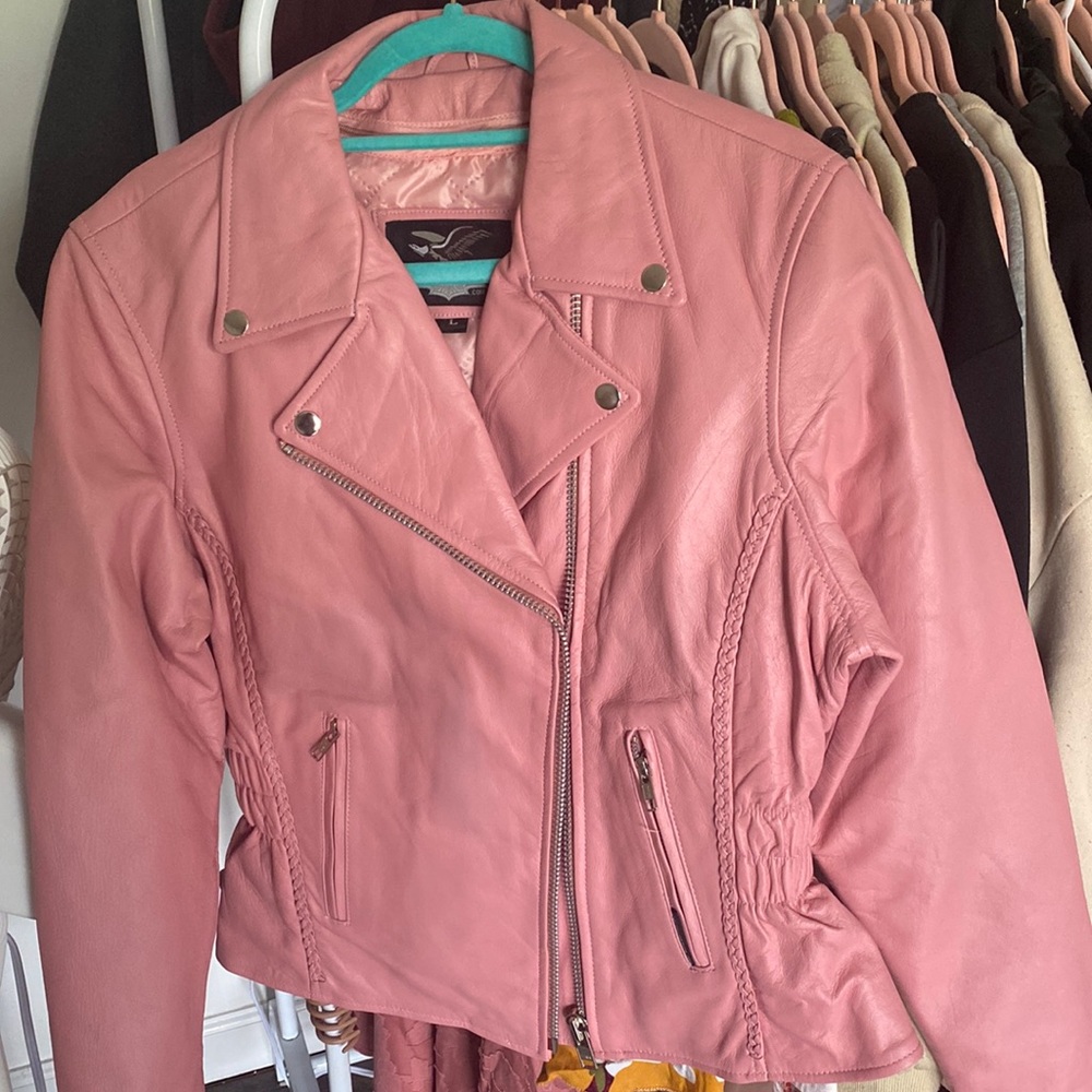 Jamin Leather Pink Leather Jacket